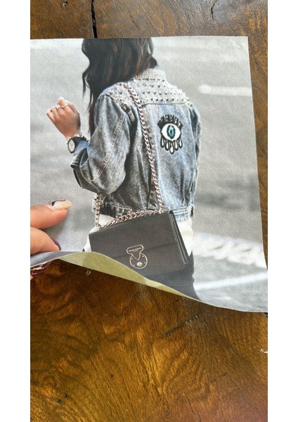 Nazar Boncuklu Kot Giyimli Arma Dikiş Giyim Aplike 23X19