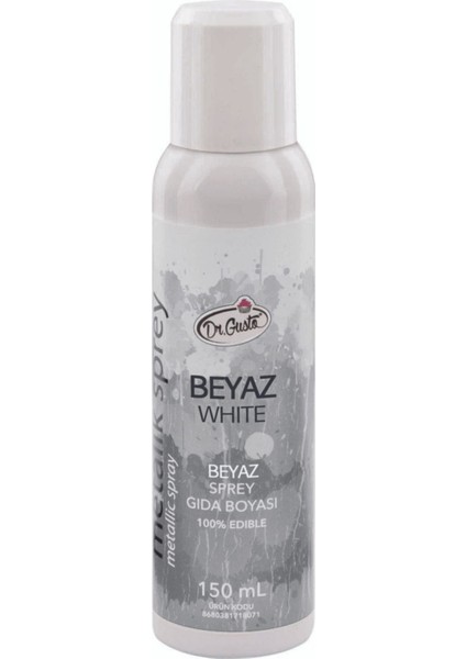 Beyaz Metalik Sprey Gıda Boyası 150 ml