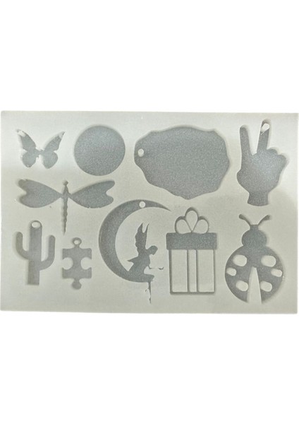 Epoksi Reçine Karışık Kolye Anahtarlık ve Magnet Kalıbı Model 3