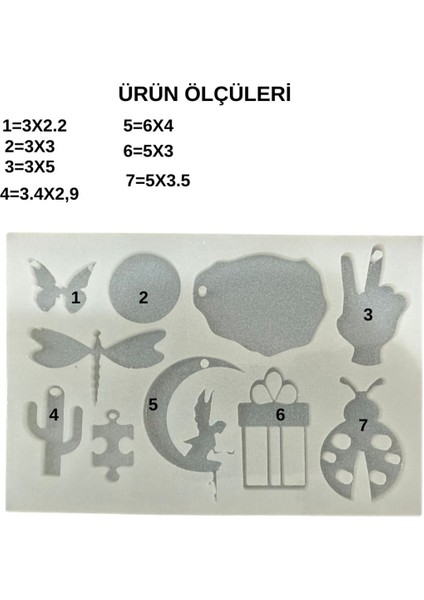 Epoksi Reçine Karışık Kolye Anahtarlık ve Magnet Kalıbı Model 3 modelleri