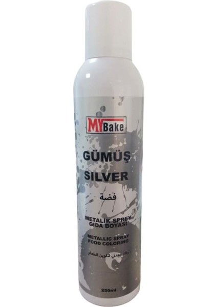 Metalik Sprey Gıda Boyası 250 ml Gümüş