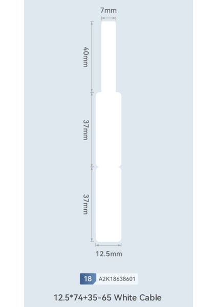 T12.5x74+35MM 65 Adet Kablo Için Beyaz Etiket (D11,D110,D101,H1S)