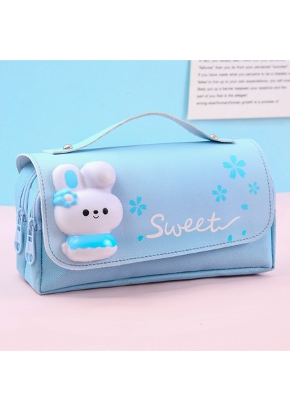 Sevimli Kalem Çantası Üç Katmanlı Büyük Kapasiteli Su Geçirmez Çörek Dekompresyon Kolye Kalem Çantası (Yurt Dışından)