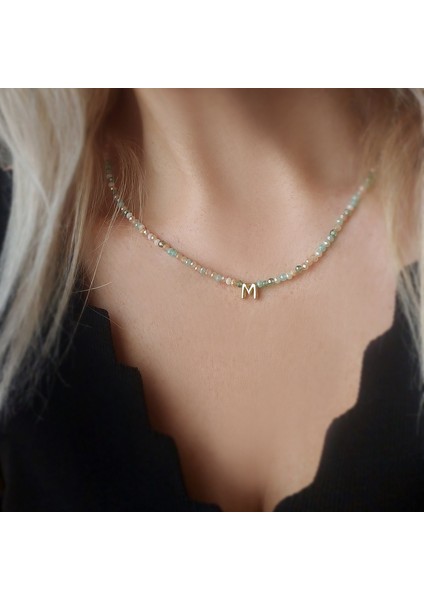 925 Ayar Gümüş Pastel Renkli Kristal Taşlı Harf Kolye modelleri