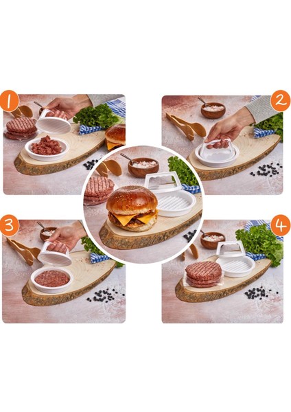 Hamburger ve Köfte Kalıbı Şekillendirici Pratik Köfte Yapma Aparatı ve Şekilli Patates Dilimleyici