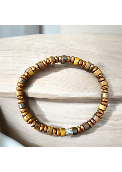 Kaplan Gözü Taşı Bileklik Rondela Kaplan Gözü Taşı Hematit Taşı Bakır Bileklik modelleri