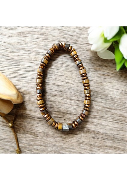 Kaplan Gözü Taşı Bileklik Rondela Kaplan Gözü Taşı Hematit Taşı Bakır Bileklik indirimleri