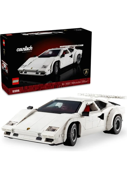 LEGO® Icons Lamborghini Countach 5000 Quattrovalvole 10337 - Yetişkinler için Sergilenebilir Araba Modeli Yapım Seti (1506 Parça)