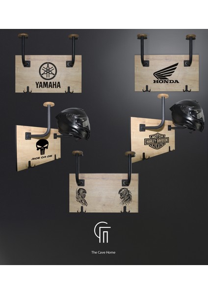 Motorsiklet Kask Askısı - Ikili Kask Askılığı - Yamaha Logo Çizimli modelleri