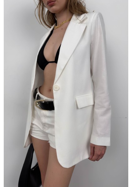 Tek Düğmeli Keten Blazer modelleri