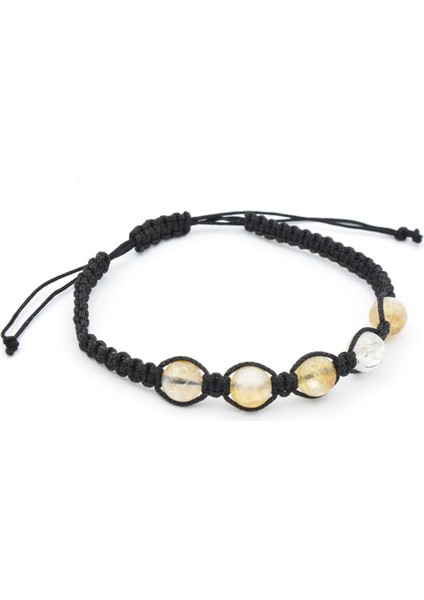 Hakiki Makrome Model Doğal Sitrin Taşı Bileklik 002