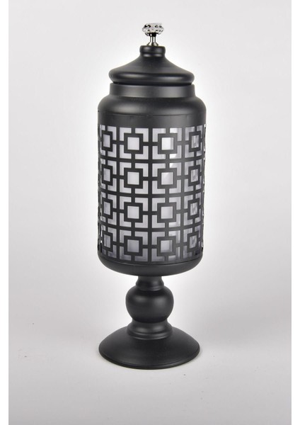 Seta Lantern Fener Kavanoz Siyah Ayaklı Küçük 12*12*38 cm