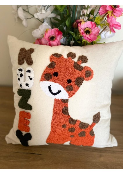 Bebek Yastığı Kişiye Özel Isim Punch El Işlemesi Yastık Kılıfı Panch Ham Keten 43 x 43 cm Ic Dolgulu fiyatları