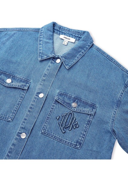 Monogram Nakışlı Denim Gömlek