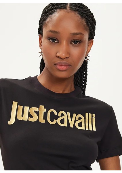 Just Cavalli Yuvarlak Yaka Baskılı Beyaz Kadın T-Shirt 76Pahg11