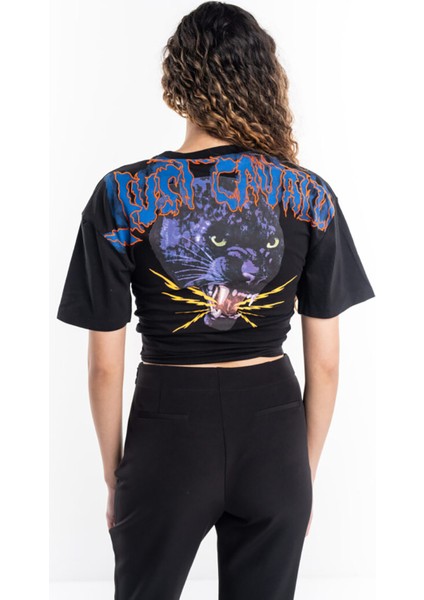 Yuvarlak Yaka Düz Siyah Kadın T-Shirt 76Pahg01 fırsatları