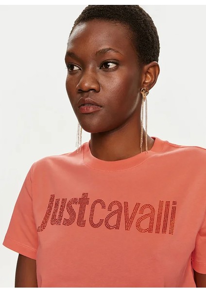 Just Cavalli Yuvarlak Yaka Baskılı Beyaz Kadın T-Shirt 76Pahe03