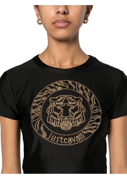 Just Cavalli Yuvarlak Yaka Baskılı Beyaz Kadın T-Shirt 76Pahe08