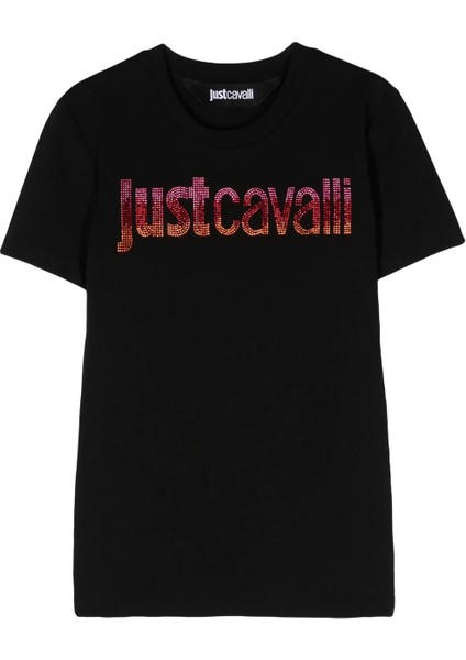 Just Cavalli Yuvarlak Yaka Baskılı Beyaz Kadın T-Shirt 76Pahe06