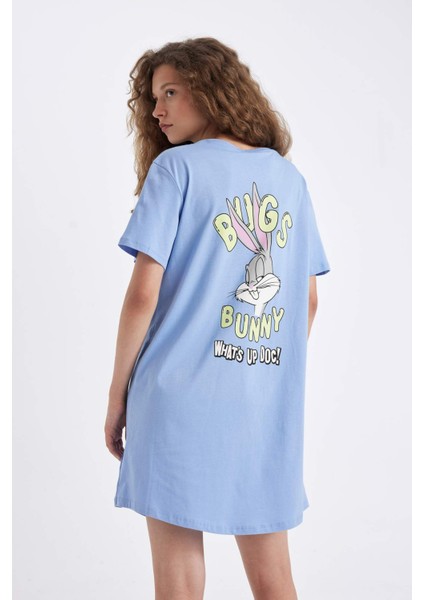 Looney Tunes Regular Fit Bisiklet Yaka Kısa Kollu Gecelik -Fall in Love D3186AX24HS