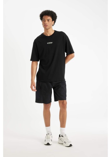 %100 Pamuk Rick and Morty Boxy Fit Bisiklet Yaka Sırt Baskılı Kısa Kollu Tişört C6511AX24AU