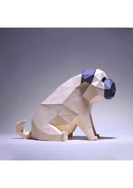 3D Origami Hayvan Oyuncak Süsü - Pug (Köpek) (Yurt Dışından) modelleri