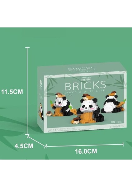 Süper Sevimli Yıldız Panda Mikro Parçacık Yapı Taşı Yapı Oyuncağı (Yurt Dışından)