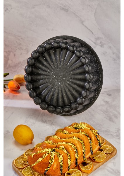 4'lü Granit Döküm Kek Kalıbı Turta Kalıbı Seti Siyah Kek Kalıbı Çeyiz Seti