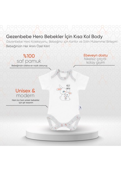 Hero Bebekler İçin Kısa Kol Body Bunny
