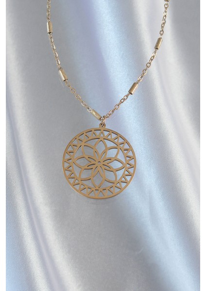 Mulvxxmd XDN02 Çelik Zincir Gold Renk Lotus Model Kolye (Mulvix)