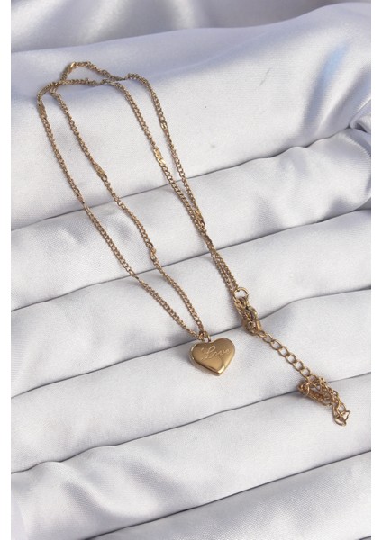 Mulvxxmd XDN02 Çelik Gold Renk Kalp Model Love Kolye (Mulvix)