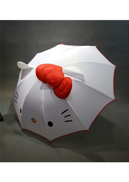 Otantik Merhaba Kedi Uzun Saplı Şemsiye Çocuk Güneşli Şemsiye Sevimli Yay Kulakları Kedi Şemsiyesi Öğrenci Şemsiyesi (Yurt Dışından)