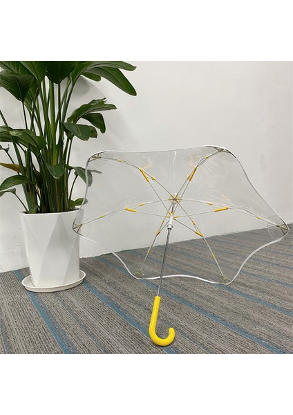 Çocuk Pvc Şeffaf Yuvarlak Köşe Şemsiye Tam Fiber Rüzgara Dayanıklı Göz Koruması Boncuk Tasarım Şemsiye (Yurt Dışından)