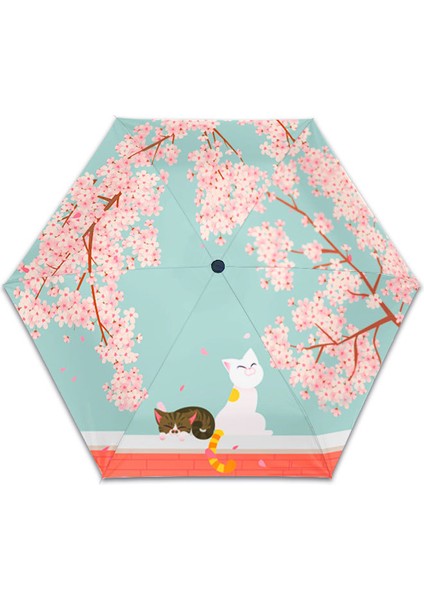 Mini 50% Kapalı Güneşli Şemsiye Güneşlik Vinil Güneş Koruma Uv Koruma Katlanır Cep Şemsiyesi Küçük ve Taşınabilir Kadın Güneş Şemsiyesi (Yurt Dışından)