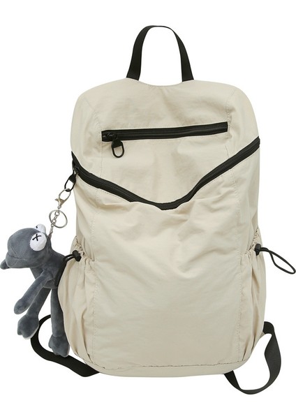 Büyük Kapasiteli Sırt Çantası Düz Renk Kadın Çantası Unisex Öğrenci Okul Çantası Naylon Kumaş Seyahat Çantası (Yurt Dışından)