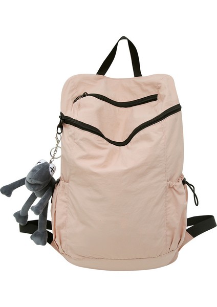 Büyük Kapasiteli Sırt Çantası Düz Renk Kadın Çantası Unisex Öğrenci Okul Çantası Naylon Kumaş Seyahat Çantası (Yurt Dışından)