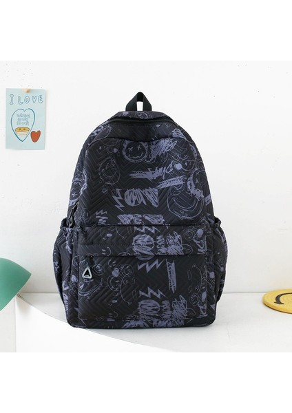 Trendy Graffiti Büyük Kapasiteli Sırt Çantası Büyük Kapasiteli Seyahat Çantası Öğrenci Sınıfı Bilgisayar Çantası (Yurt Dışından)