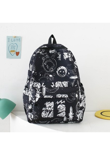 Trendy Graffiti Büyük Kapasiteli Sırt Çantası Büyük Kapasiteli Seyahat Çantası Öğrenci Sınıfı Bilgisayar Çantası (Yurt Dışından)