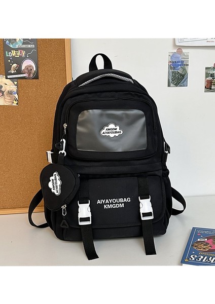 Kadınlar Için Okul Çantası Düz Renk Küçük Taze Lise Öğrencisi Sırt Çantası Kampüs Kadınlar Için Basit Sırt Çantası (Yurt Dışından)