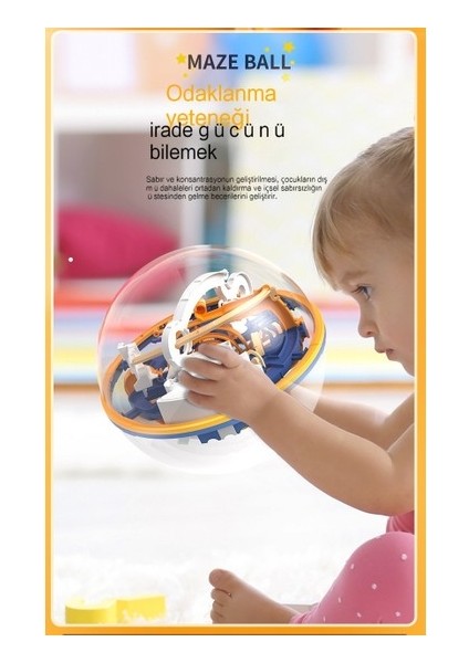 Janjon Star 3D Üç Boyutlu Labirent Topu Top Oyuncak, El-Göz Koordinasyonu Egzersizi Yapmak Için Çocukların Erken Eğitim Eğitici Oyuncak Labirent Topu Büyük Labirent 100 Seviyeleri (Yurt Dışından)