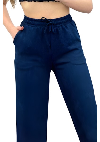 Kadın Beli Bağcıklı Günlük Rahat Palazzo Pantolon modelleri