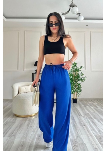 Kadın Beli Bağcıklı Bol Kesim Ince Kesim Palazzo Pantolon fiyatları