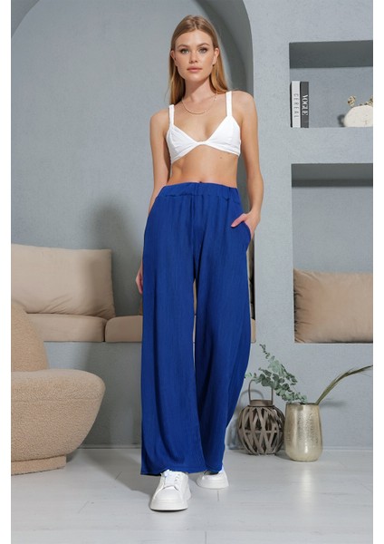 Kadın Yüksek Bel Yeni Sezon Kaliteli Bağcıklı Palazzo Pantolon