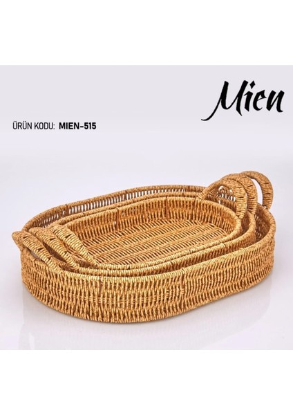 515 Rattan 3 Lü Oval Tepsi