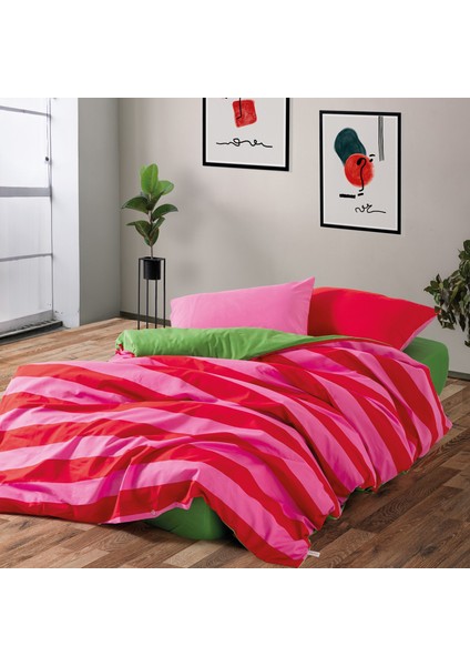 Cozy Home Popping Colors Tek Kişilik Lastikli Çarşaflı Nevresim Takımı Cherie Yeşil