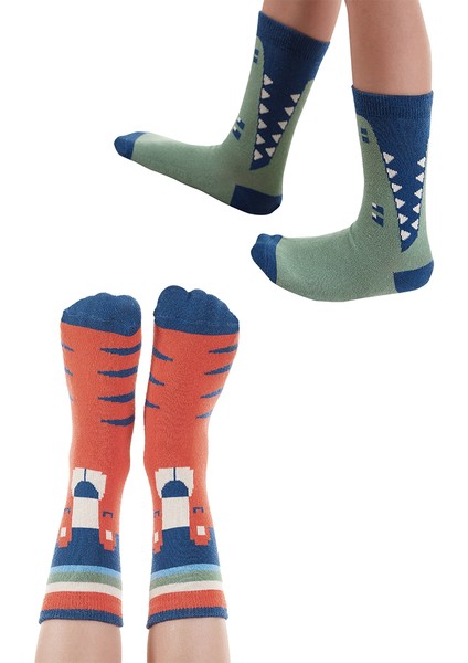 Hayvanlar Erkek Çocuk 2'li Soket Çorap