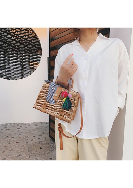 Moda Kadın Çanta Yay Dokuma Çanta Bambu Serisi Gençlik Omuz Çapraz Mizaç Sepeti (Yurt Dışından) fiyatları