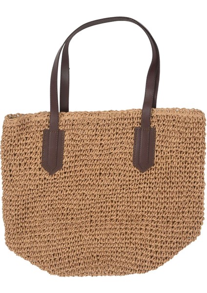 Kadın El Yapımı Hasır Örgülü Çanta Dokuma Doğal Moda Dış Mekan Çanta Plaj Çantaları (Açık Kahverengi) (Yurt Dışından) fırsatları