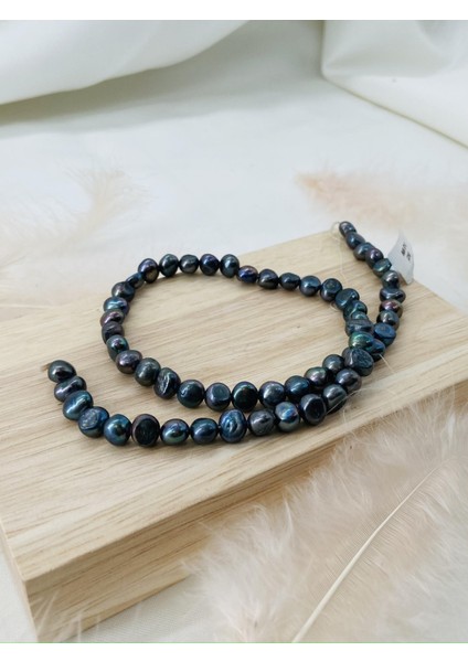 Siyah Inci 7-8 mm Doğal Taş Dizi