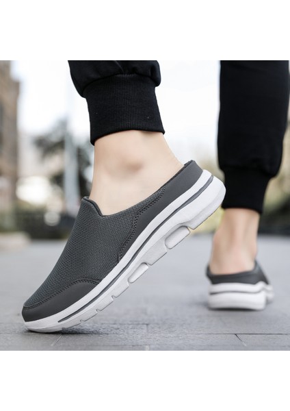 Erkekler Yarım Terlik Nefes Örgü Açık Rahat Yürüyüş Ayakkabısı Düz Hafif Sandalet Terlik Örgü Terlik (Yurt Dışından) fırsatları